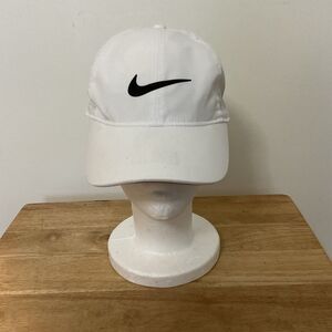 Nike Adult Golf Tech Swoosh Hat/Cap-White/Black Hook And Loop